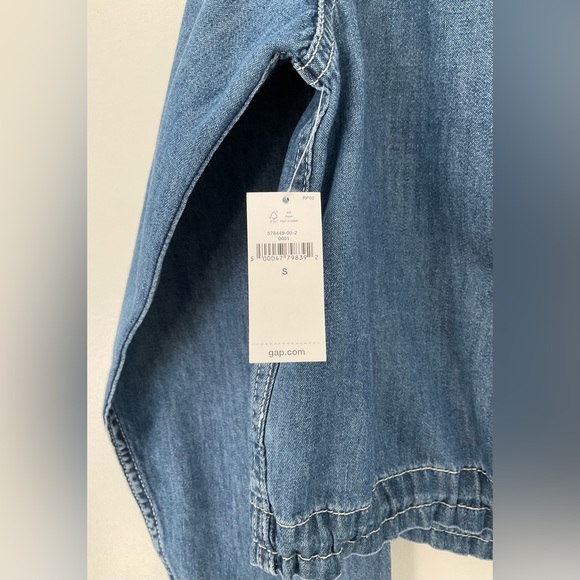 NWT GAP Cropped Denim Jacket with Buttons & Drawstring Ties, size: small - Picture 4 of 4